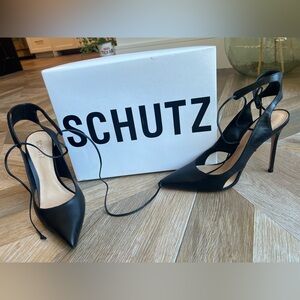 Schutz Black Lace Up Heels - Size 8